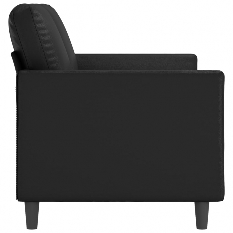 2-Sitzer-Sofa Schwarz 140 cm Kunstleder