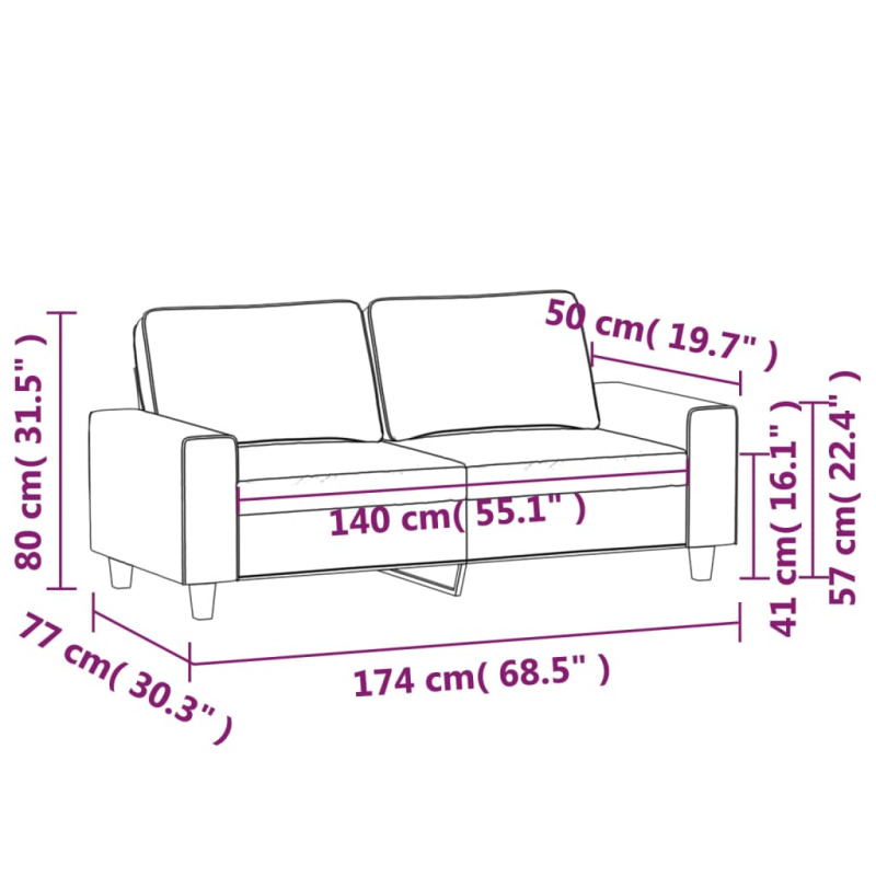 2-Sitzer-Sofa Hellgelb 140 cm Stoff