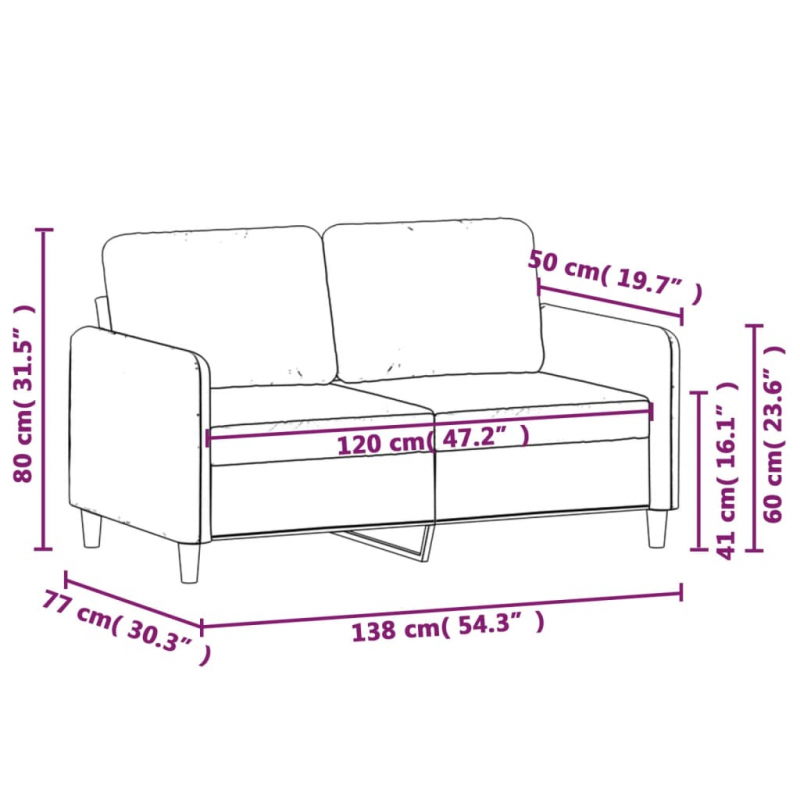 2-Sitzer-Sofa Blau 120 cm Samt