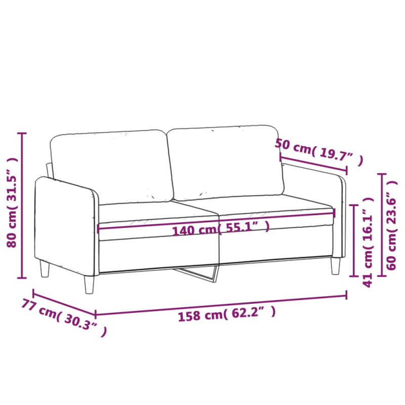 2-Sitzer-Sofa Taupe 140 cm Stoff