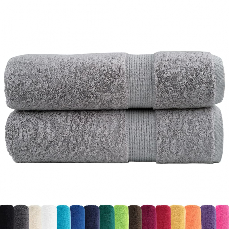 Premium-Duschtücher SOLUND 2 Stk. Grau 70x140 cm 600 g/m²