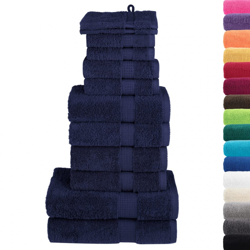 12 tlg. Premium-Handtuch-Set Marineblau 600 g/m² 100% Baumwolle