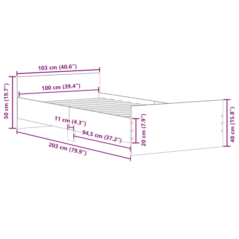 Bettgestell Weiß 100x200 cm Holzwerkstoff