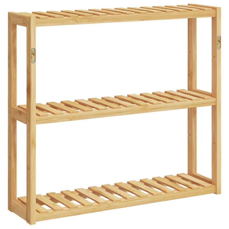 Badregal mit 3 Ablagen Wandmontage 60x15x54 cm Bambus