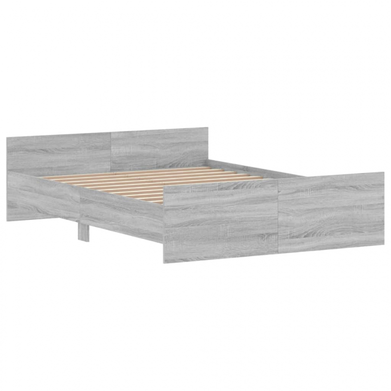 Bettgestell mit Kopf- und Fußteil Grau Sonoma 140x190 cm
