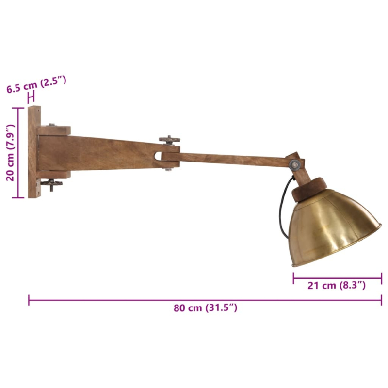 Wandleuchte 25 W Antik-Messing E27