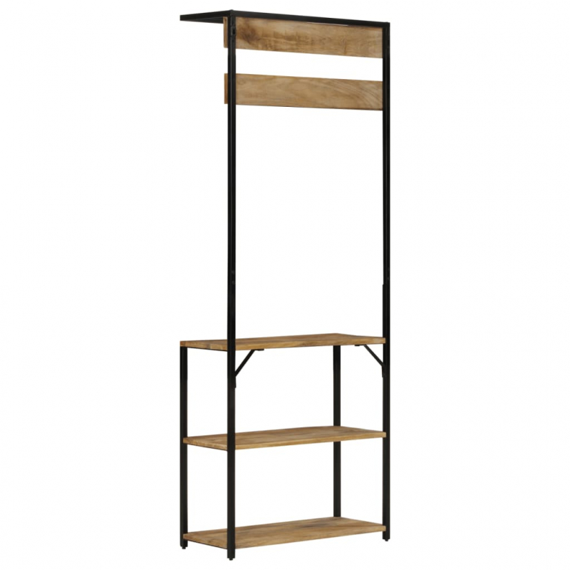 Garderobe mit Schuhablage 68x30x182cm Raues Massivholz Mango