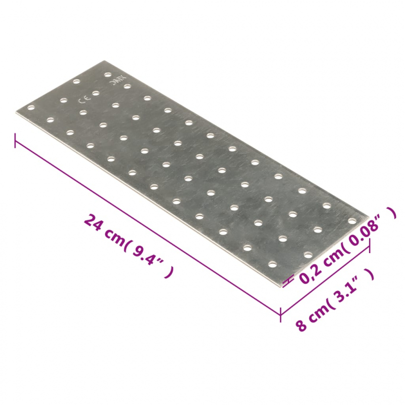 Lochplatten 20 Stk. 2 mm 240x80 mm Verzinkter Stahl