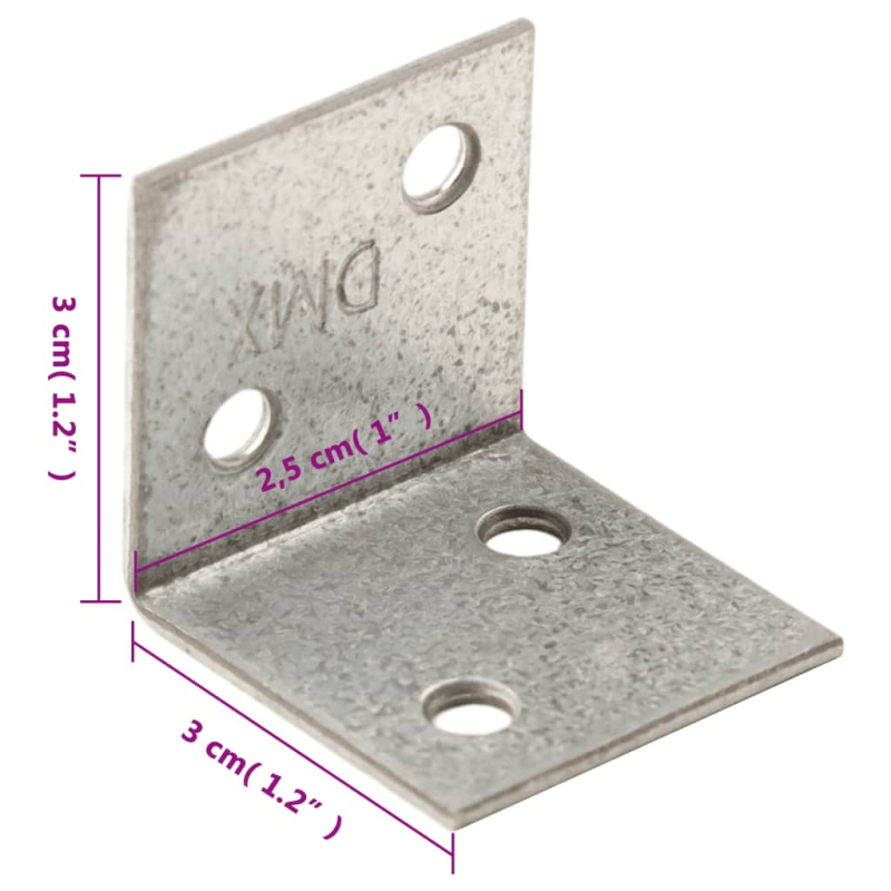 Winkelhalterungen 150 Stk. 2 mm 30x25x30 mm Verzinkter Stahl