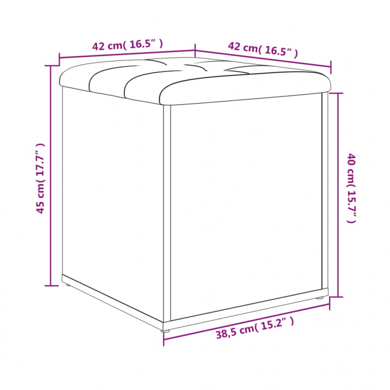 Sitzbank mit Stauraum Schwarz 42x42x45 cm Holzwerkstoff