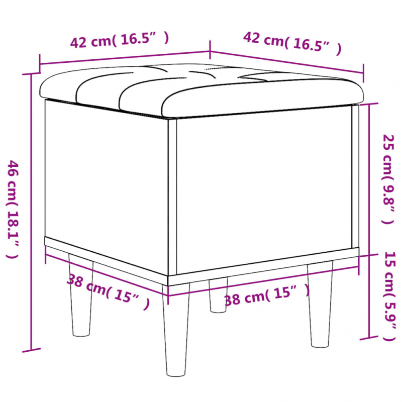 Sitzbank mit Stauraum Betongrau 42x42x46 cm Holzwerkstoff