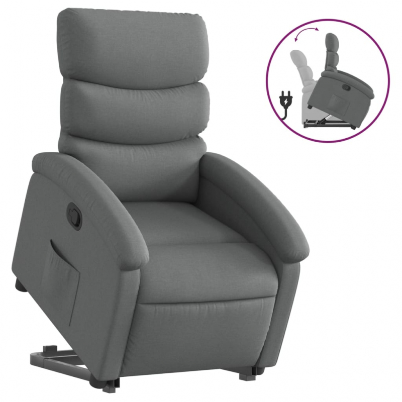 Relaxsessel mit Aufstehhilfe Dunkelgrau Stoff