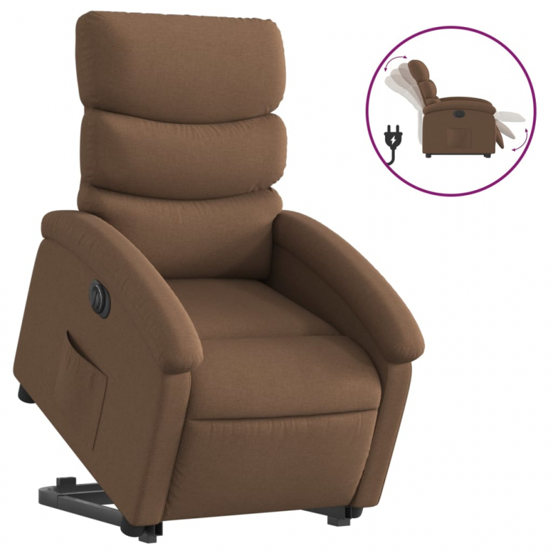 Relaxsessel mit Aufstehhilfe Elektrisch Braun Stoff