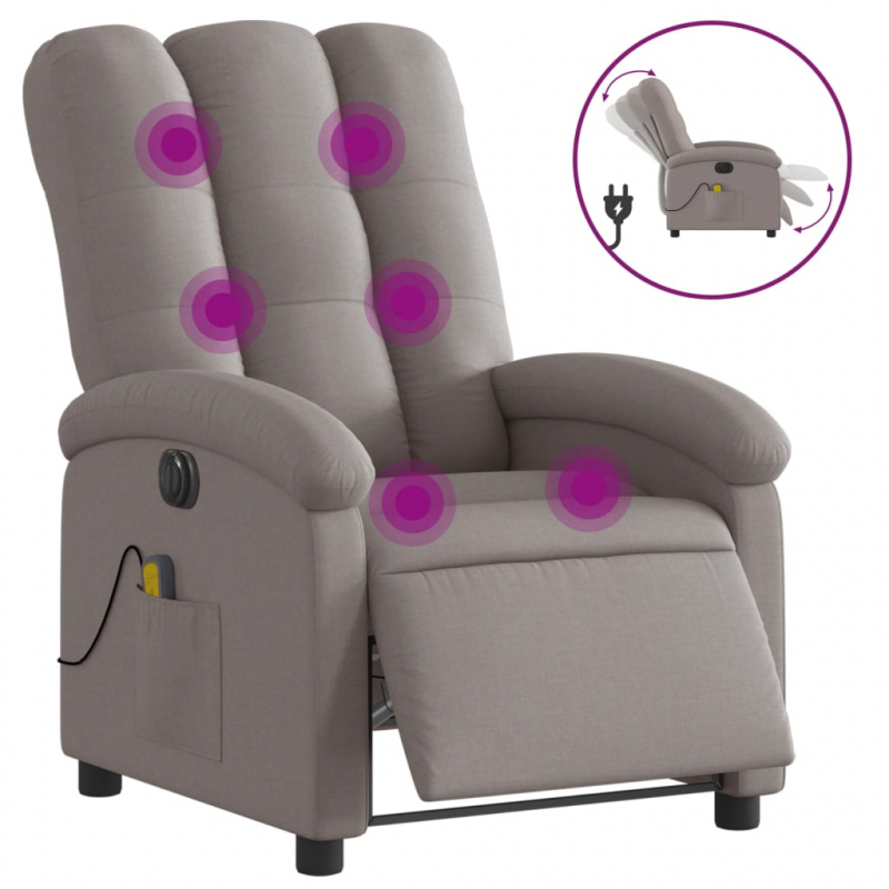 Massagesessel Elektrisch Taupe Stoff