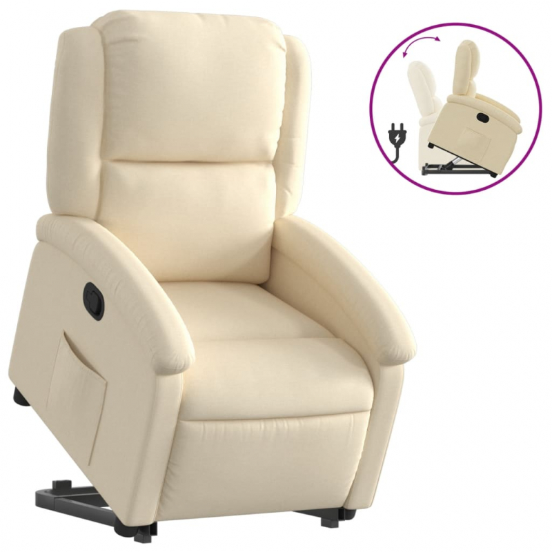 Relaxsessel mit Aufstehhilfe Creme Stoff
