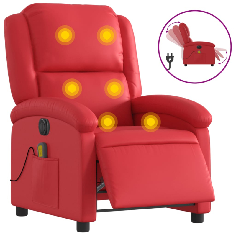 Massagesessel Elektrisch Rot Kunstleder