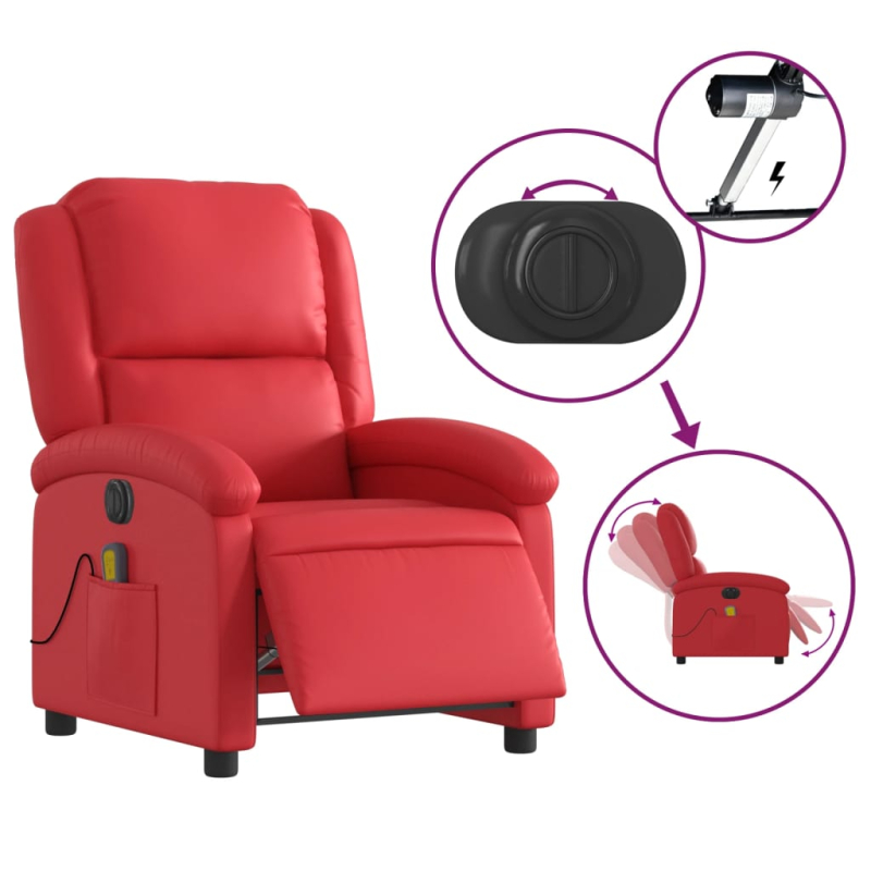 Massagesessel Elektrisch Rot Kunstleder
