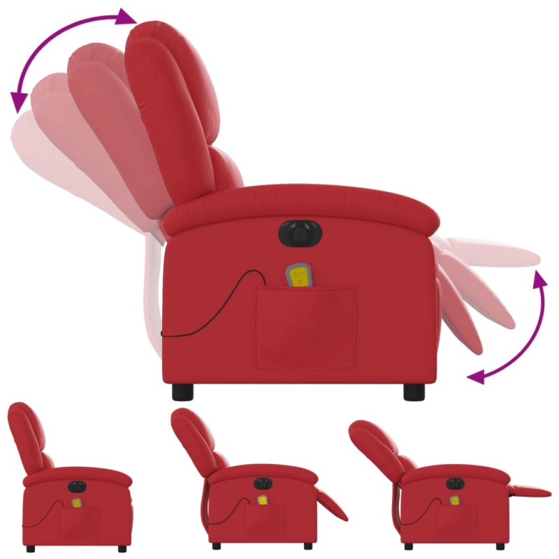 Massagesessel Elektrisch Rot Kunstleder