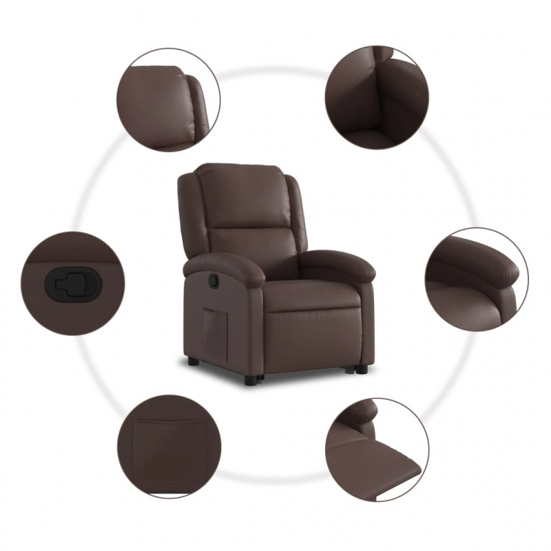 Relaxsessel mit Aufstehhilfe Braun Kunstleder