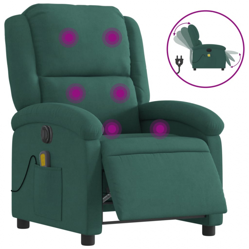 Massagesessel Elektrisch Dunkelgrün Samt