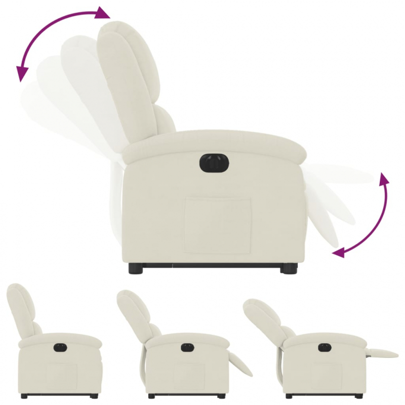 Relaxsessel mit Aufstehhilfe Elektrisch Creme Samt