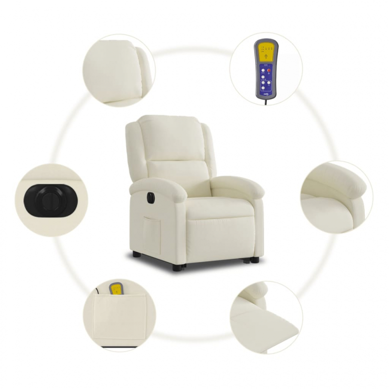 Massagesessel mit Aufstehhilfe Elektrisch Creme Samt
