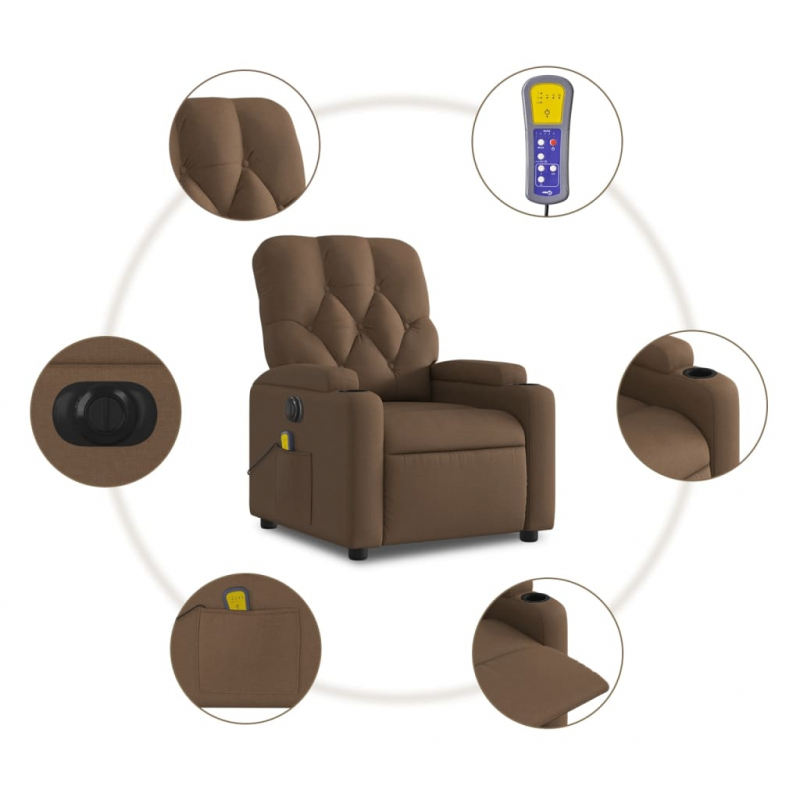 Massagesessel Elektrisch Braun Stoff