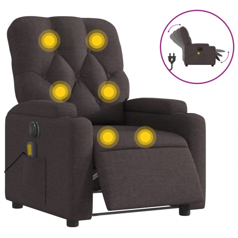 Massagesessel Elektrisch Dunkelbraun Stoff