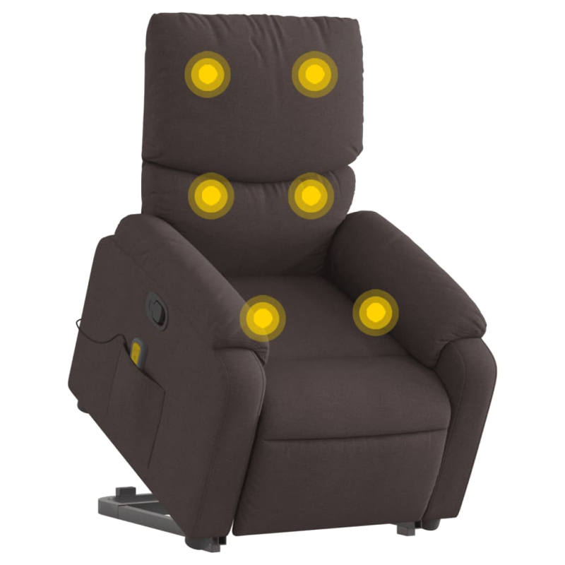 Massagesessel mit Aufstehhilfe Dunkelbraun Stoff