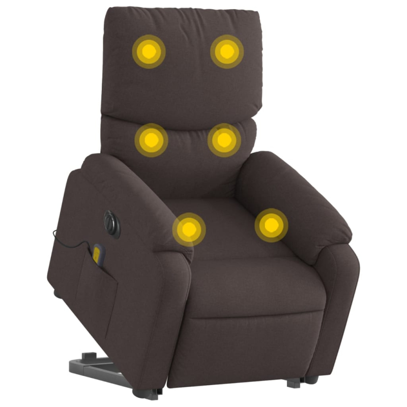 Elektrischer Massagesessel mit Aufstehhilfe Dunkelbraun Stoff
