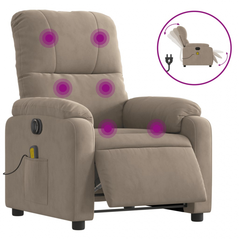 Massagesessel Elektrisch Taupe Mikrofasergewebe