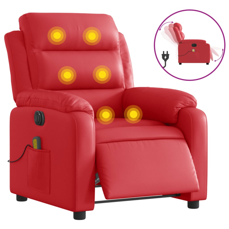 Massagesessel Elektrisch Rot Kunstleder