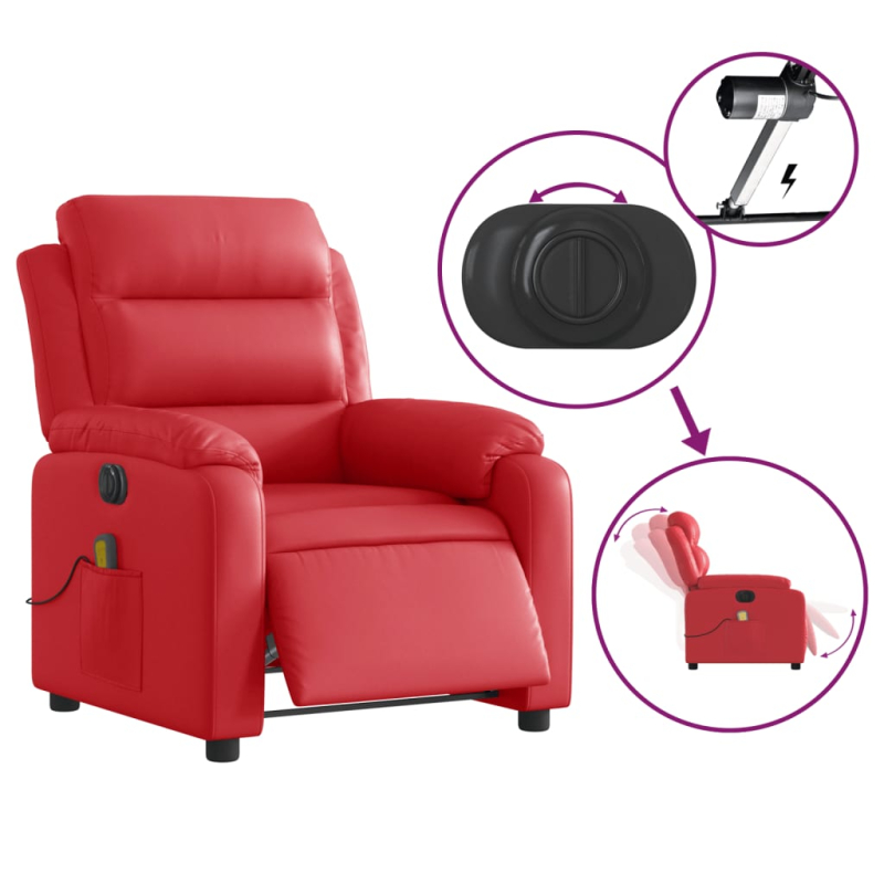 Massagesessel Elektrisch Rot Kunstleder