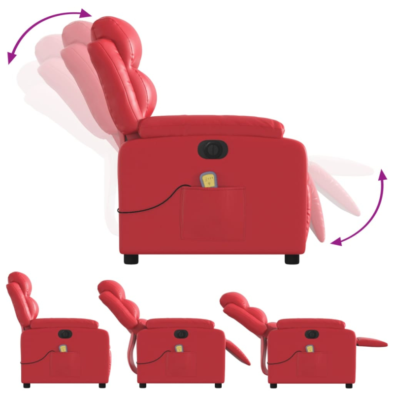 Massagesessel Elektrisch Rot Kunstleder
