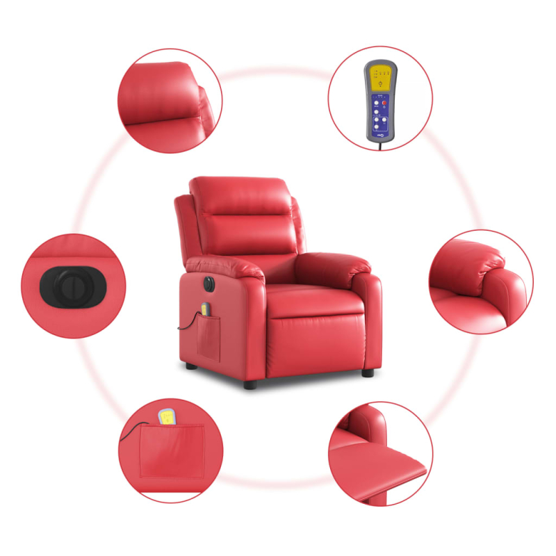 Massagesessel Elektrisch Rot Kunstleder