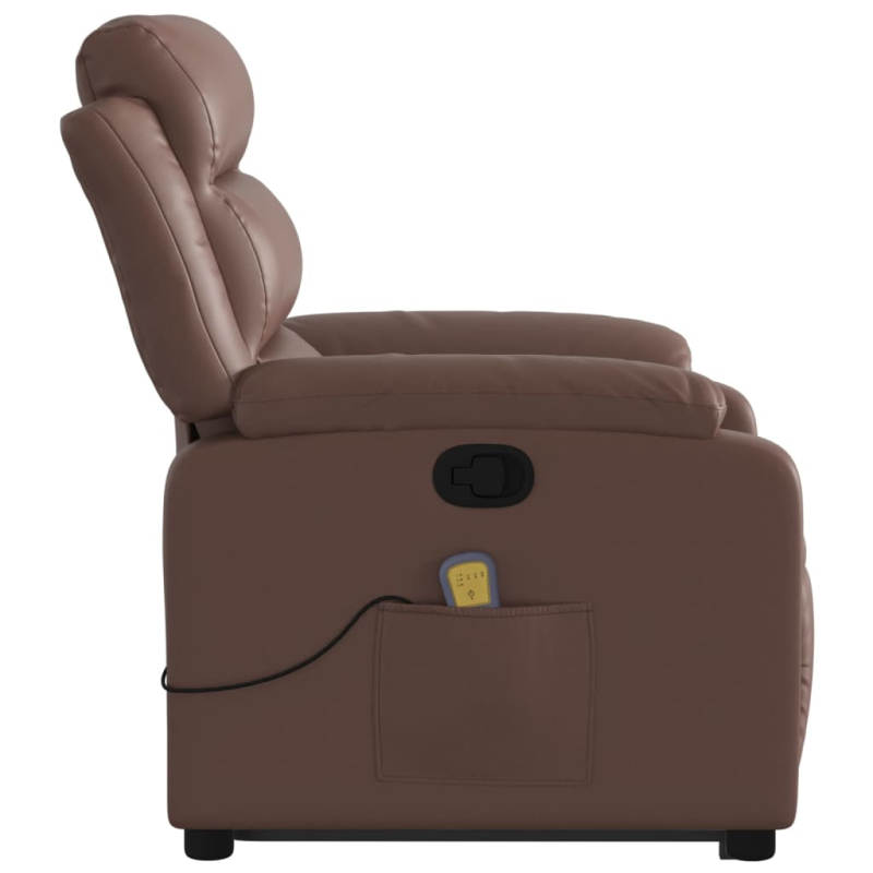 Massagesessel mit Aufstehhilfe Braun Kunstleder
