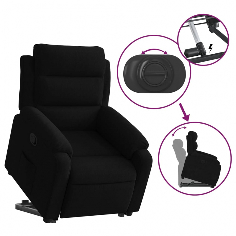 Relaxsessel mit Aufstehhilfe Schwarz Samt