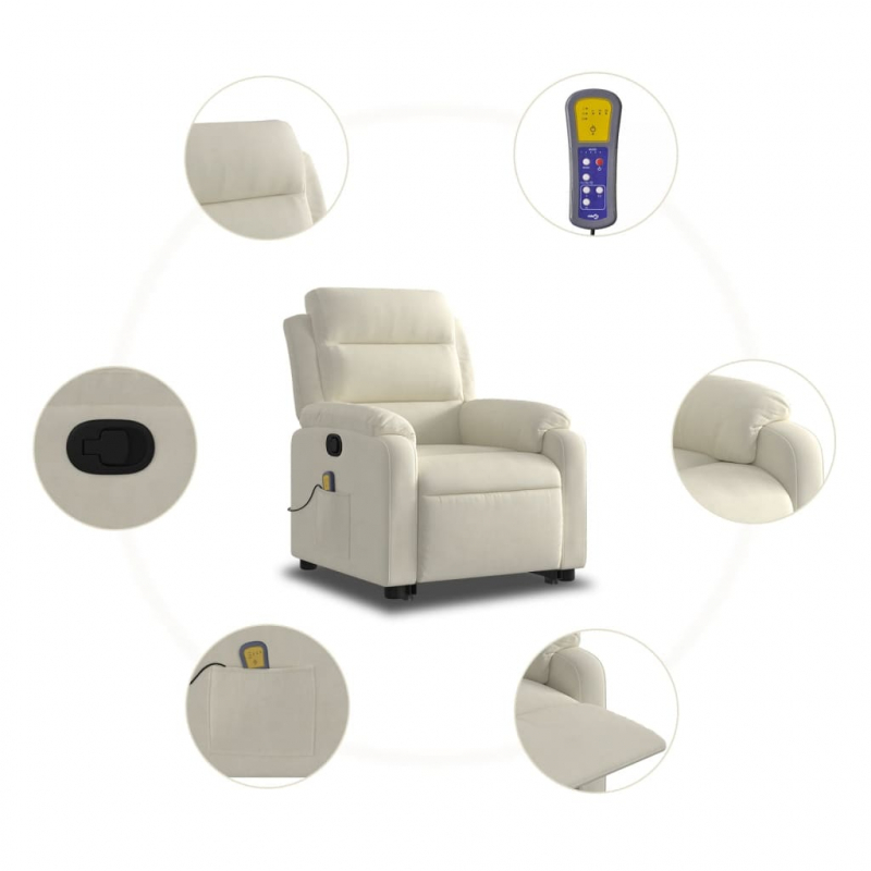 Massagesessel mit Aufstehhilfe Creme Samt
