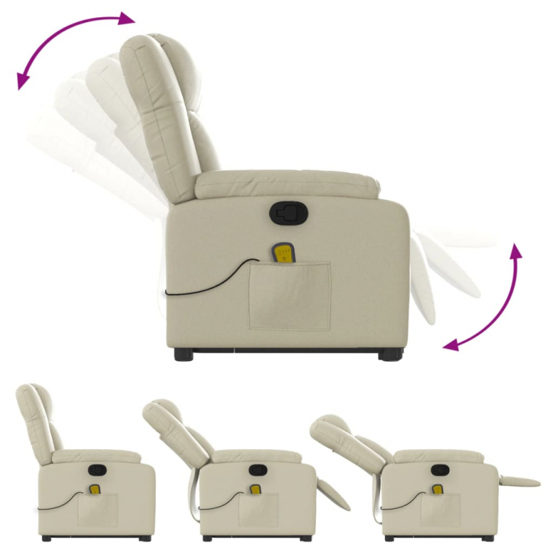 Massagesessel mit Aufstehhilfe Creme Kunstleder