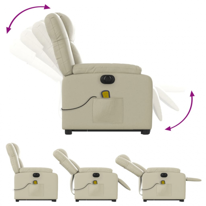 Massagesessel mit Aufstehhilfe Elektrisch Creme Kunstleder