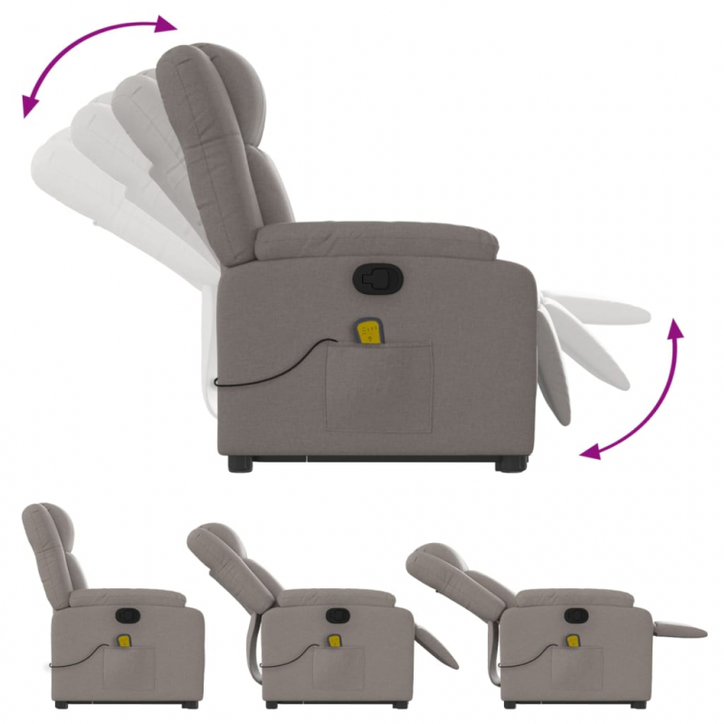 Massagesessel mit Aufstehhilfe Taupe Stoff