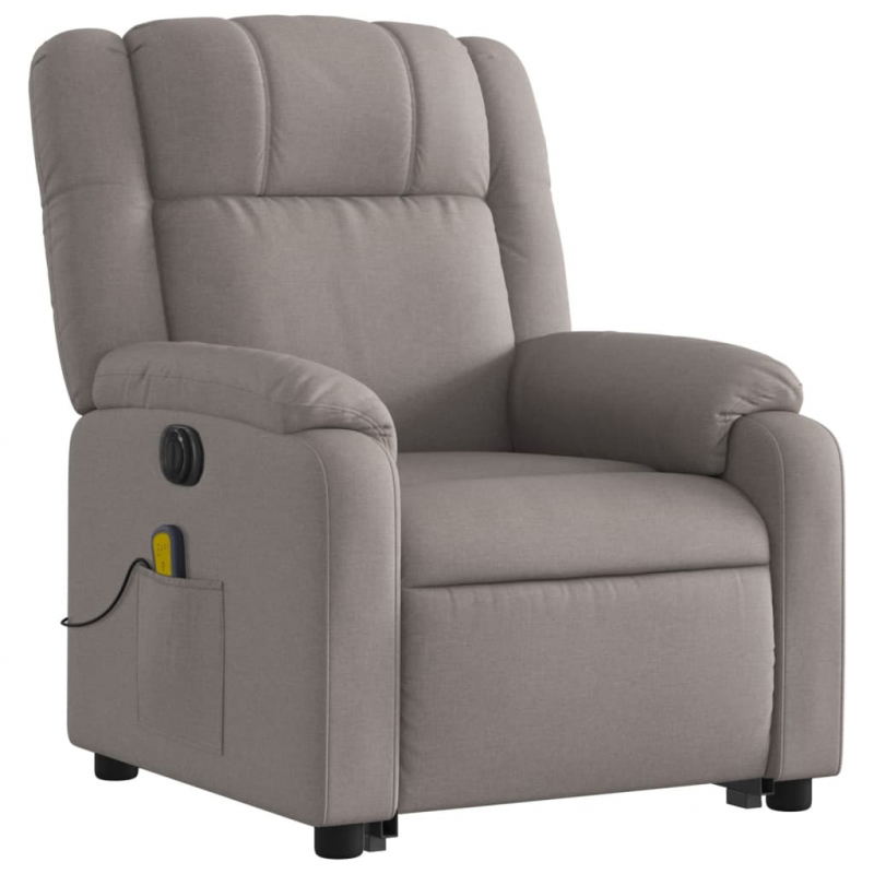 Elektrischer Massagesessel mit Aufstehhilfe Taupe Stoff