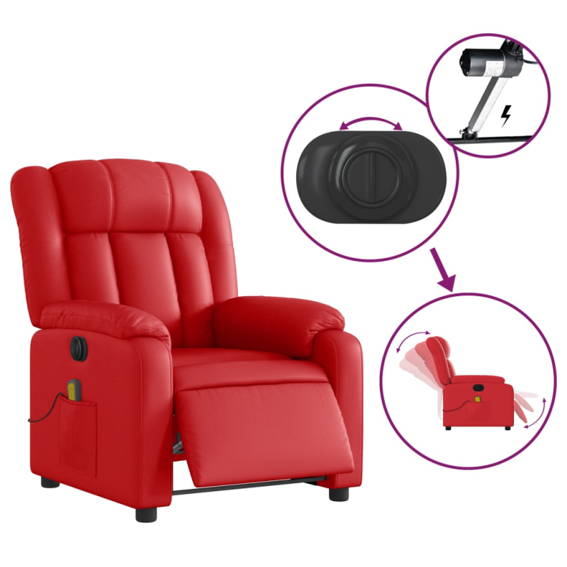 Massagesessel Elektrisch Rot Kunstleder