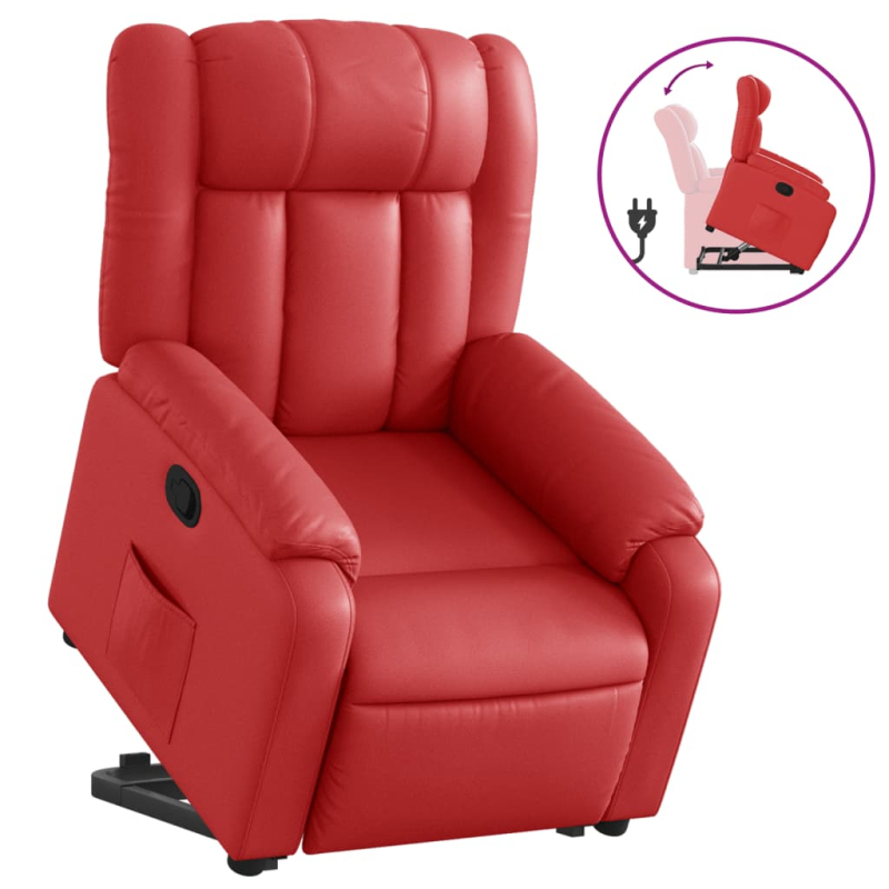 Relaxsessel mit Aufstehhilfe Rot Kunstleder