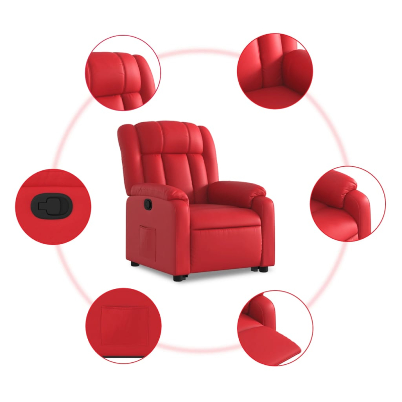 Relaxsessel mit Aufstehhilfe Rot Kunstleder