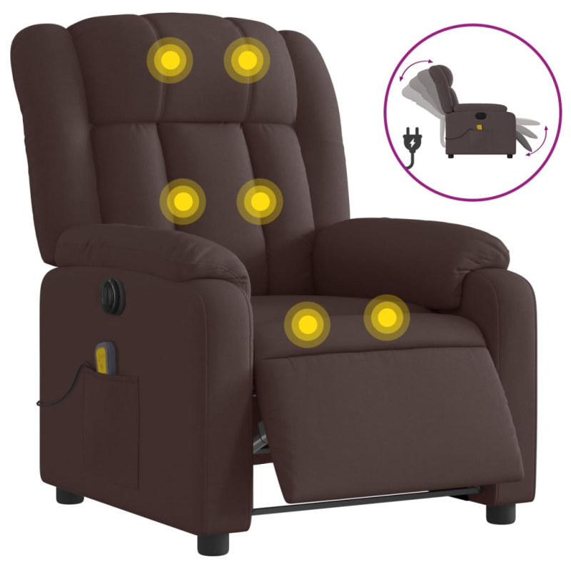 Massagesessel Elektrisch Dunkelbraun Stoff