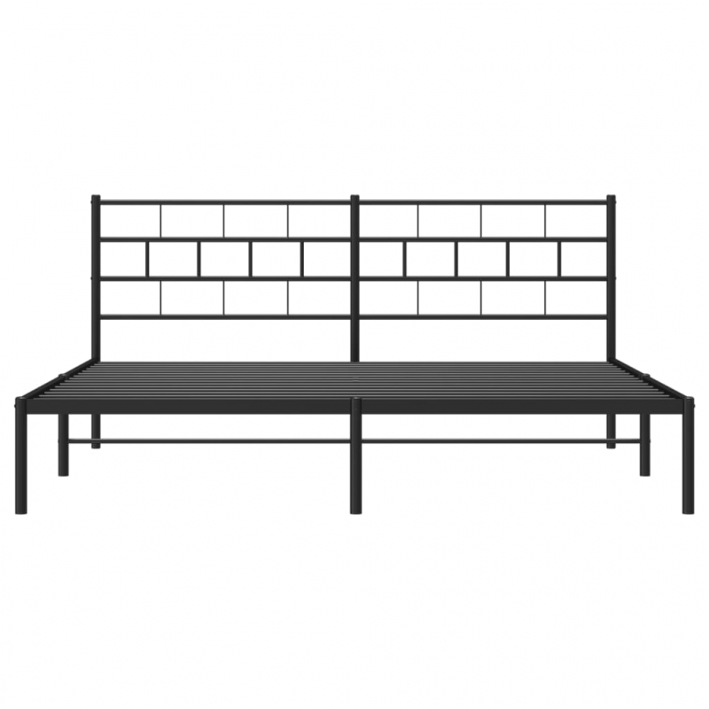 Bettgestell mit Kopfteil Metall Schwarz 180x200 cm