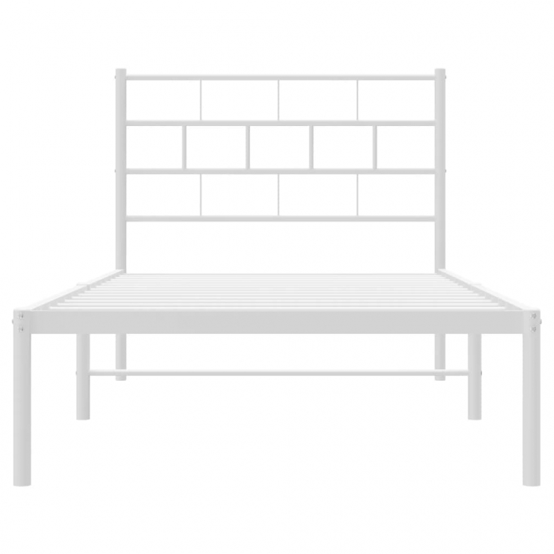 Bettgestell mit Kopfteil Metall Weiß 80x200 cm