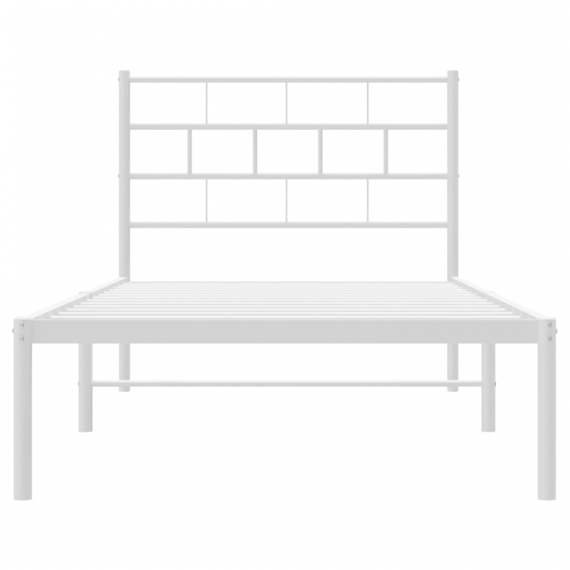 Bettgestell mit Kopfteil Metall Weiß 90x200 cm