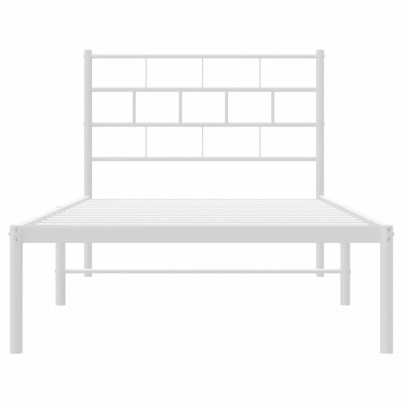 Bettgestell mit Kopfteil Metall Weiß 100x200 cm